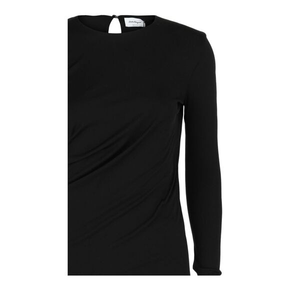 Ferragamo Ruched Midi Dress Black Womens